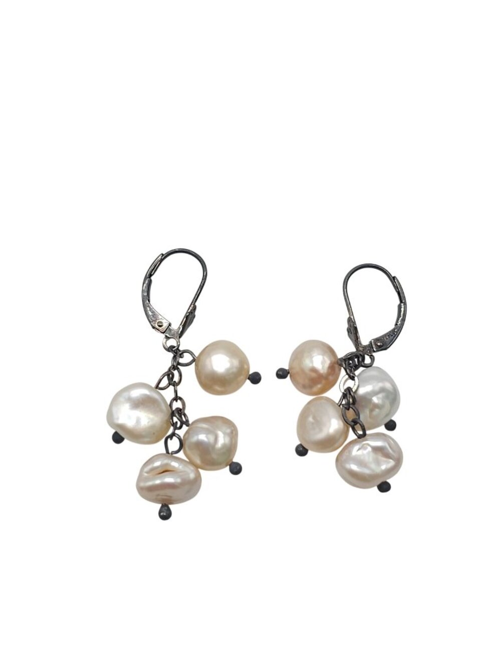 Vintage Freshwater Pearl Dangle Earrings With Sterling Silver Leverback Hooks